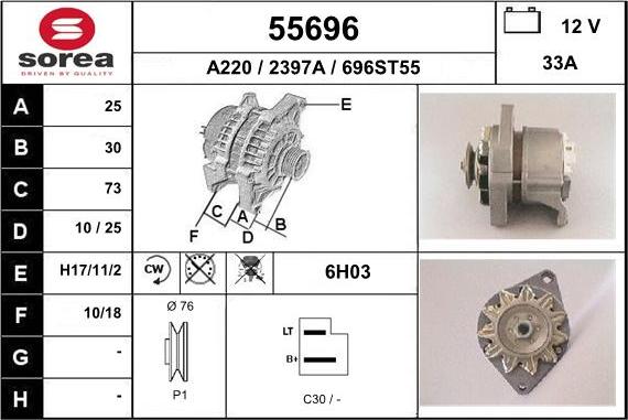 EAI 55696 - Alternator autospares.lv