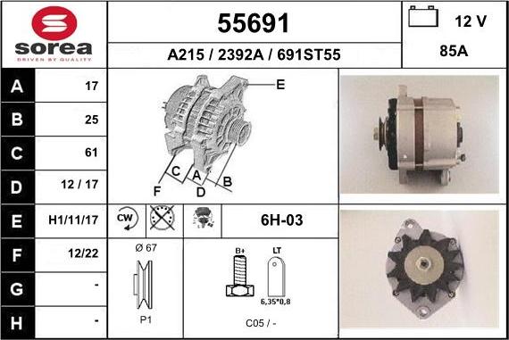 EAI 55691 - Alternator autospares.lv