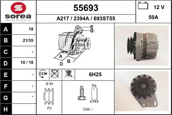 EAI 55693 - Alternator autospares.lv