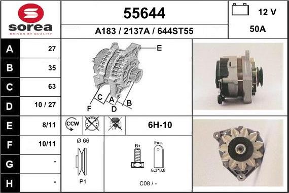 EAI 55644 - Alternator autospares.lv