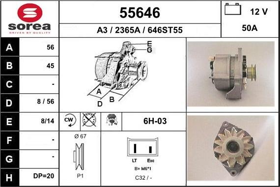 EAI 55646 - Alternator autospares.lv