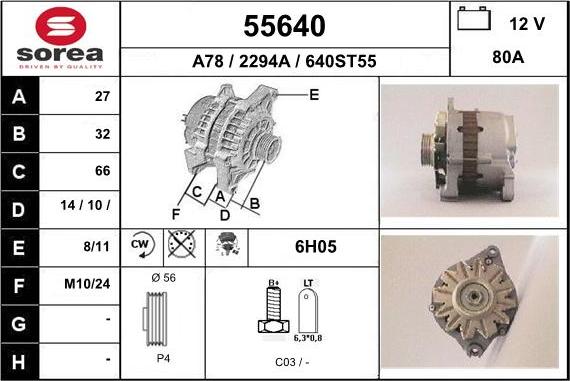 EAI 55640 - Alternator autospares.lv