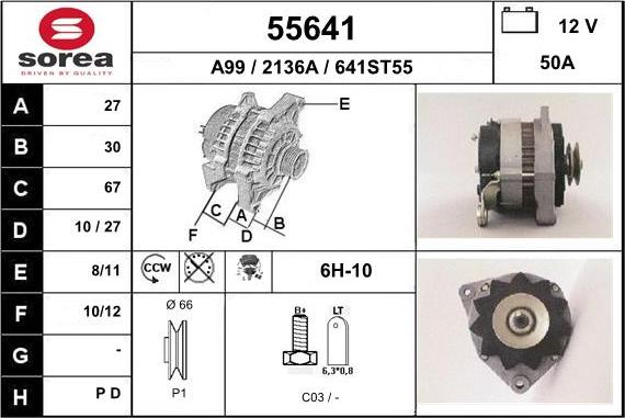 EAI 55641 - Alternator autospares.lv