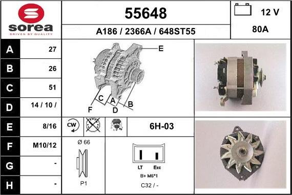 EAI 55648 - Alternator autospares.lv