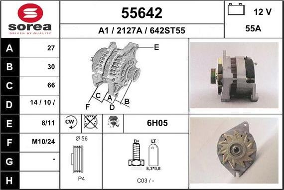 EAI 55642 - Alternator autospares.lv