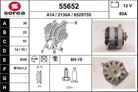 EAI 55652 - Alternator autospares.lv