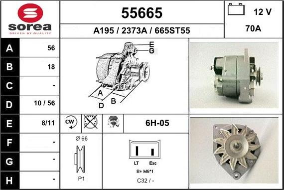 EAI 55665 - Alternator autospares.lv