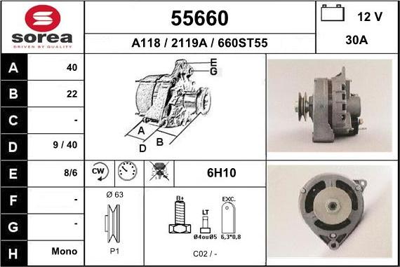 EAI 55660 - Alternator autospares.lv