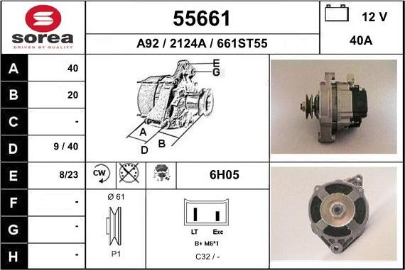 EAI 55661 - Alternator autospares.lv