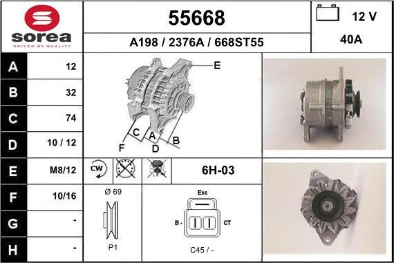 EAI 55668 - Alternator autospares.lv