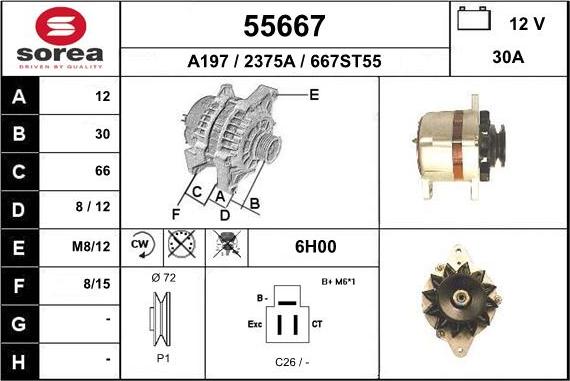 EAI 55667 - Alternator autospares.lv