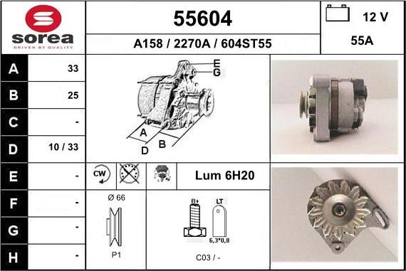 EAI 55604 - Alternator autospares.lv