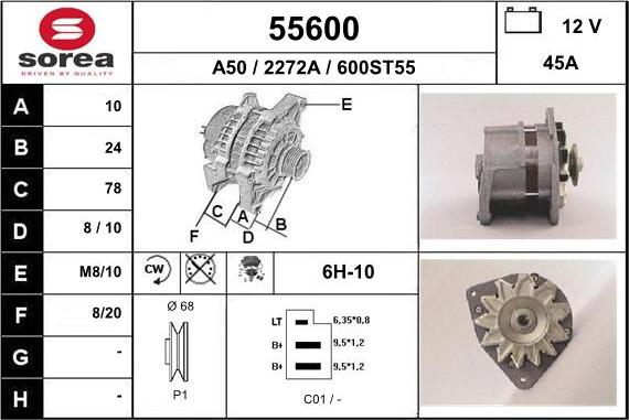 EAI 55600 - Alternator autospares.lv