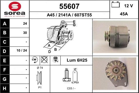 EAI 55607 - Alternator autospares.lv