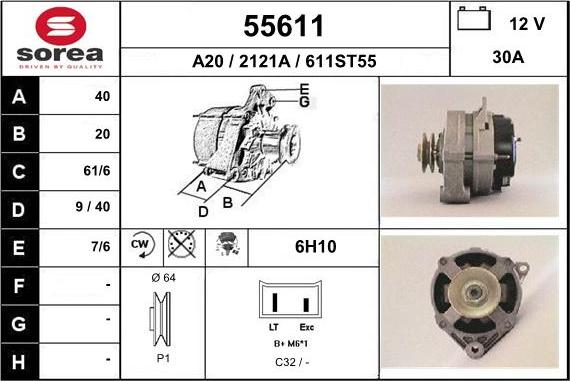 EAI 55611 - Alternator autospares.lv