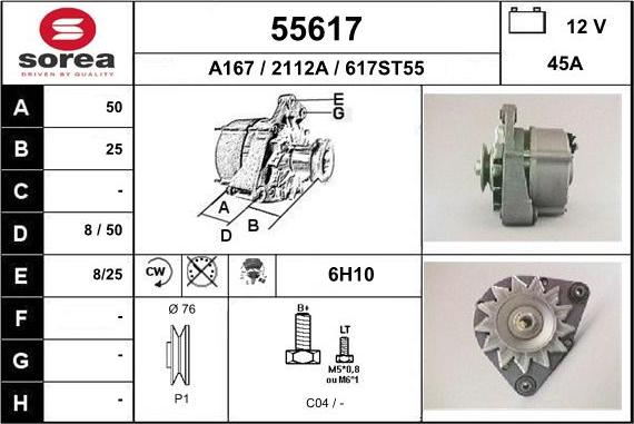 EAI 55617 - Alternator autospares.lv