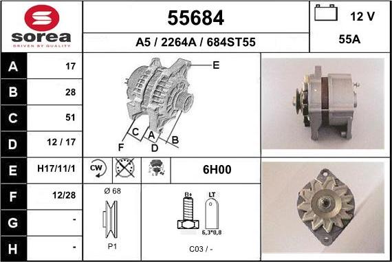 EAI 55684 - Alternator autospares.lv