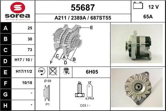 EAI 55687 - Alternator autospares.lv