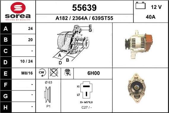 EAI 55639 - Alternator autospares.lv