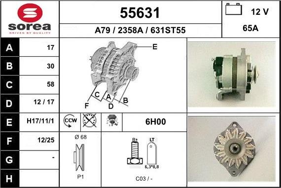 EAI 55631 - Alternator autospares.lv