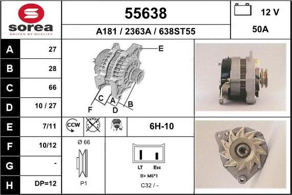 EAI 55638 - Alternator autospares.lv