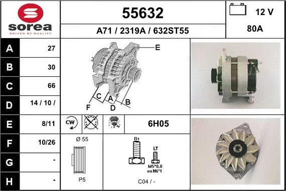 EAI 55632 - Alternator autospares.lv