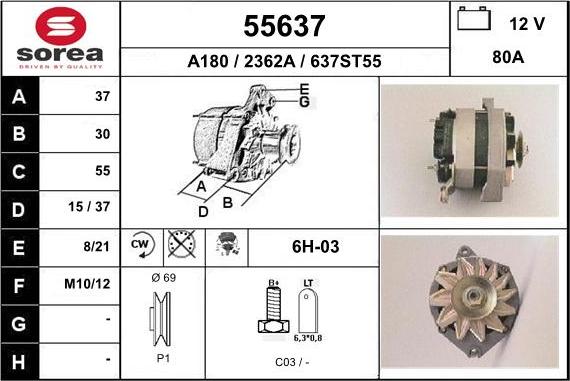 EAI 55637 - Alternator autospares.lv