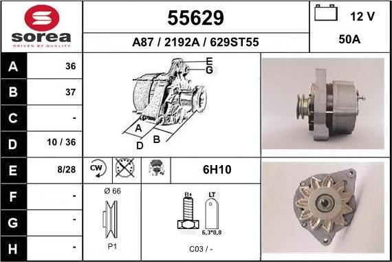 EAI 55629 - Alternator autospares.lv