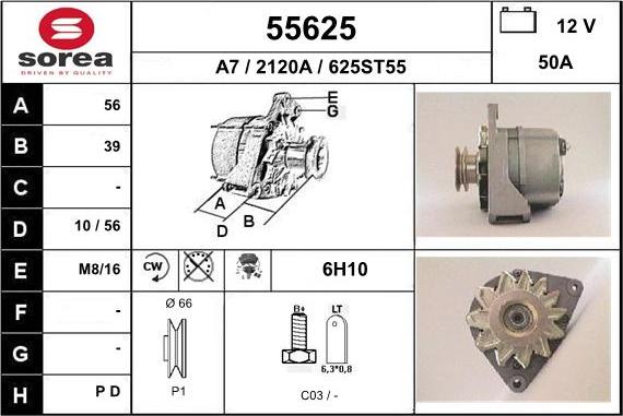 EAI 55625 - Alternator autospares.lv