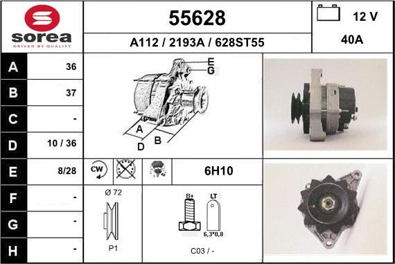 EAI 55628 - Alternator autospares.lv