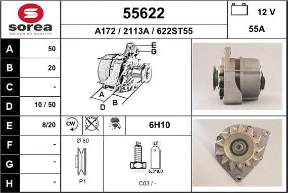 EAI 55622 - Alternator autospares.lv