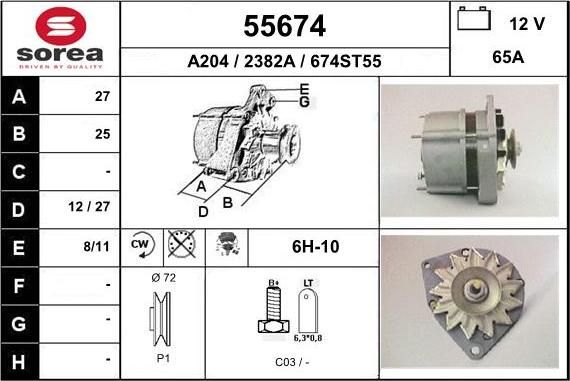 EAI 55674 - Alternator autospares.lv