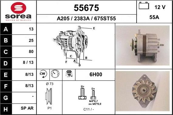 EAI 55675 - Alternator autospares.lv