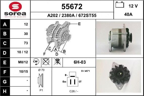 EAI 55672 - Alternator autospares.lv