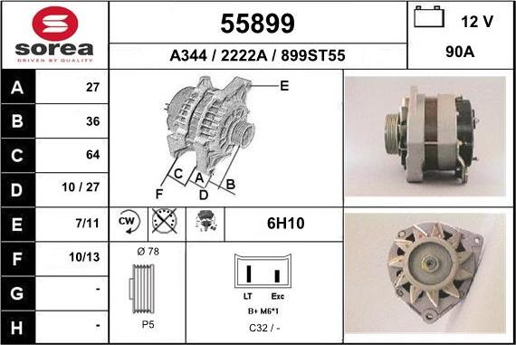 EAI 55899 - Alternator autospares.lv