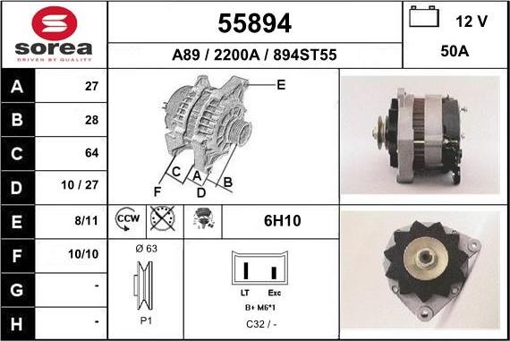 EAI 55894 - Alternator autospares.lv