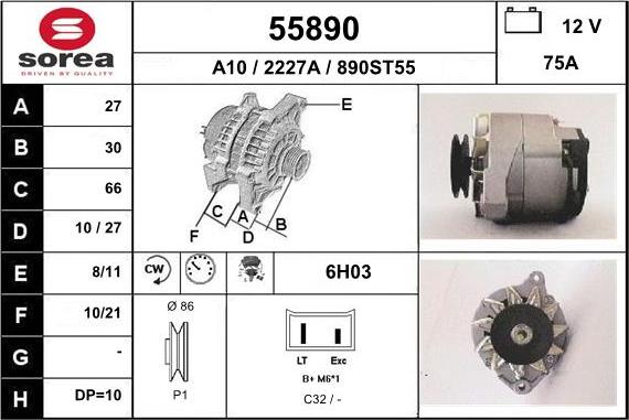 EAI 55890 - Alternator autospares.lv