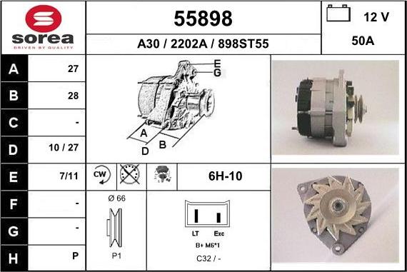 EAI 55898 - Alternator autospares.lv