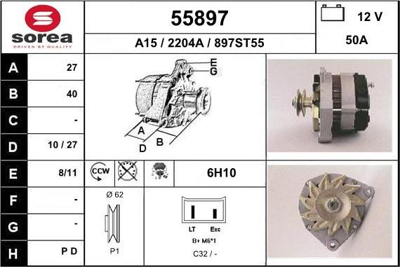EAI 55897 - Alternator autospares.lv
