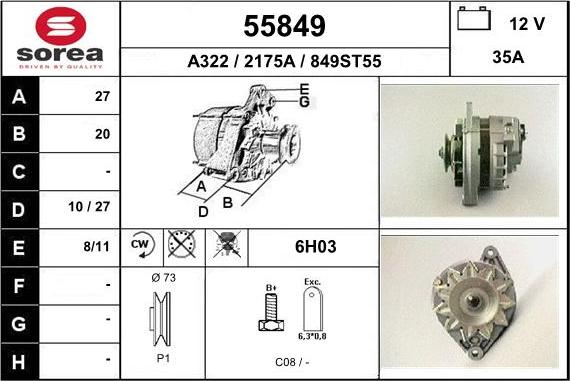 EAI 55849 - Alternator autospares.lv