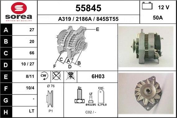 EAI 55845 - Alternator autospares.lv