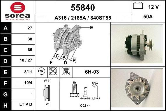 EAI 55840 - Alternator autospares.lv
