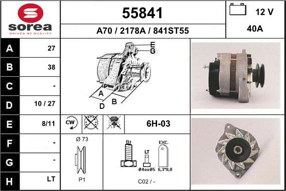 EAI 55841 - Alternator autospares.lv