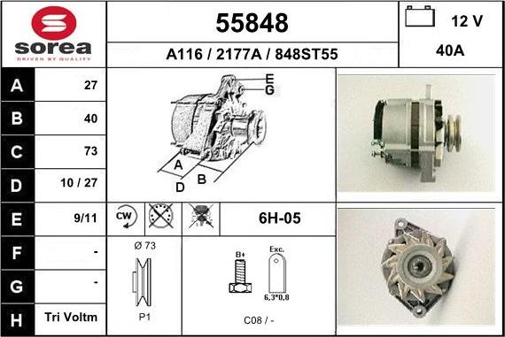 EAI 55848 - Alternator autospares.lv