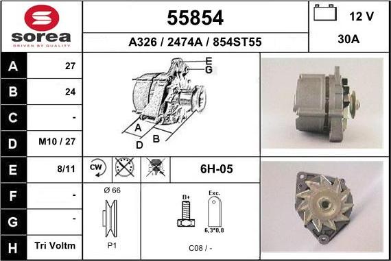 EAI 55854 - Alternator autospares.lv