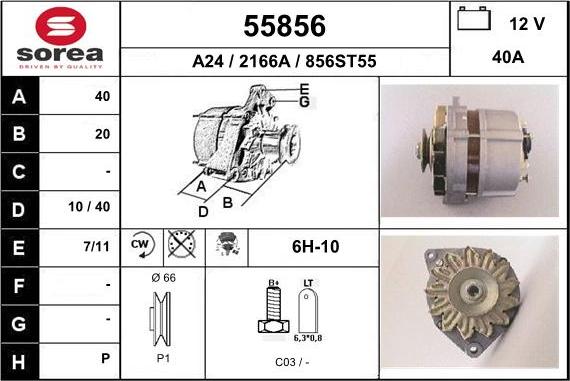 EAI 55856 - Alternator autospares.lv