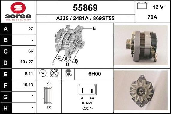 EAI 55869 - Alternator autospares.lv