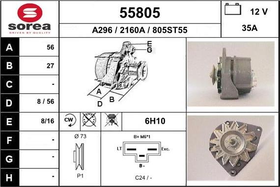 EAI 55805 - Alternator autospares.lv