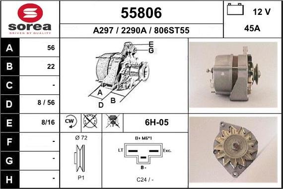 EAI 55806 - Alternator autospares.lv
