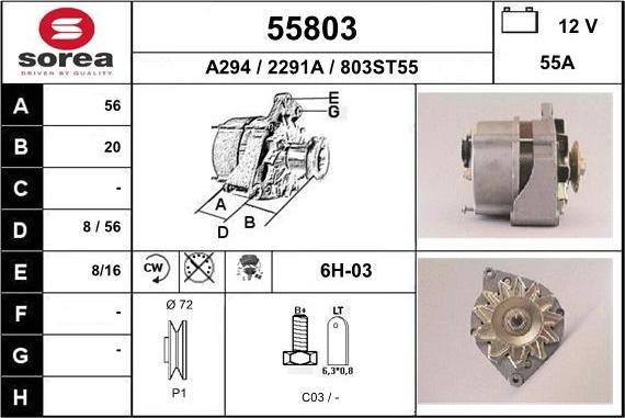 EAI 55803 - Alternator autospares.lv